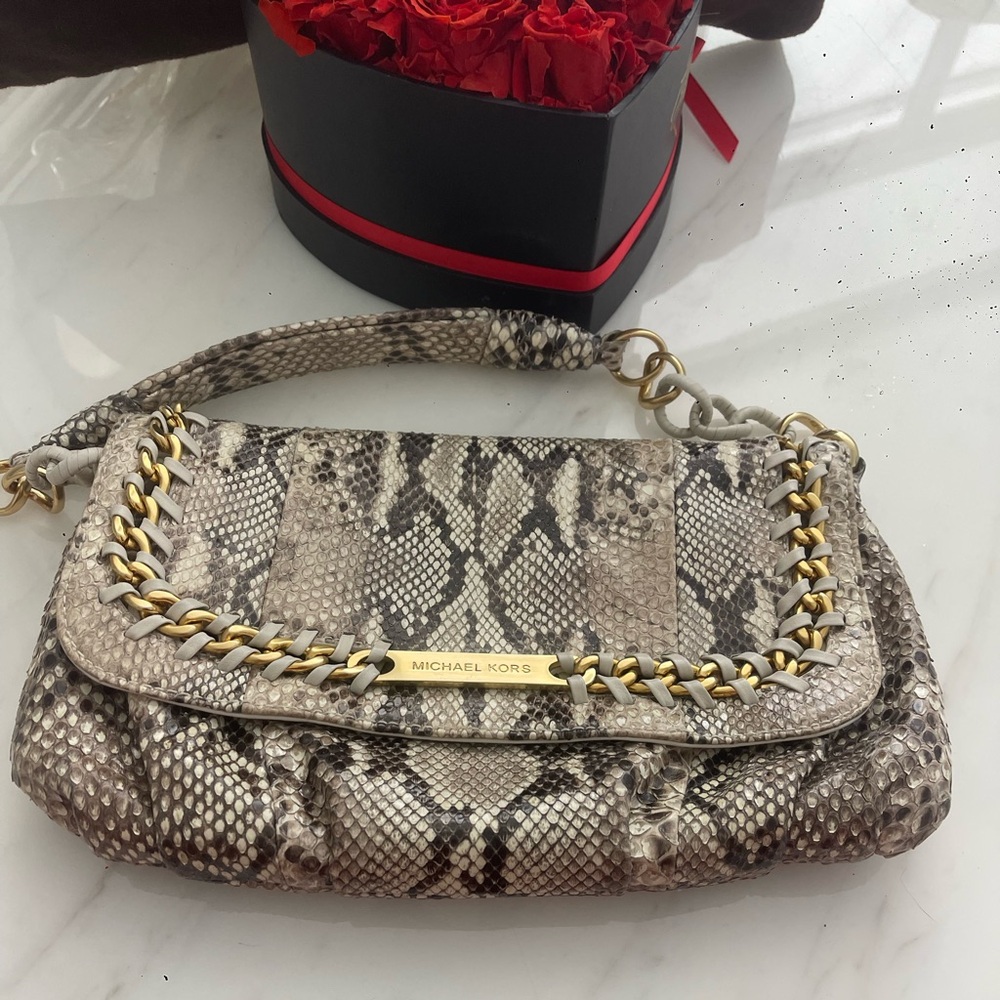 Michael Kors Collection Python Leather Shoulder B… - image 2